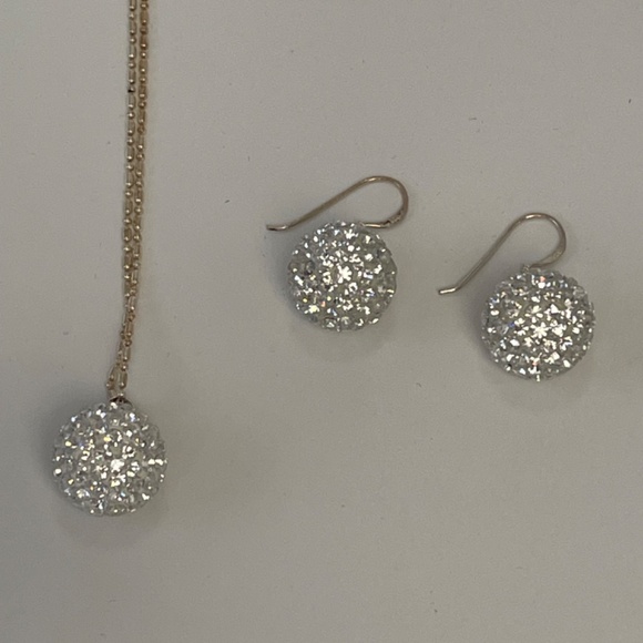 White Austrian Crystal Disco Ball Set, set in Sterling Silver - Picture 3 of 5